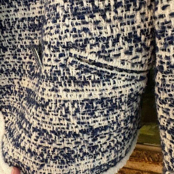 Helene Berman London Navy White Tweed Double Breasted Boucle Blazer Jacket M NWT - Picture 5 of 14